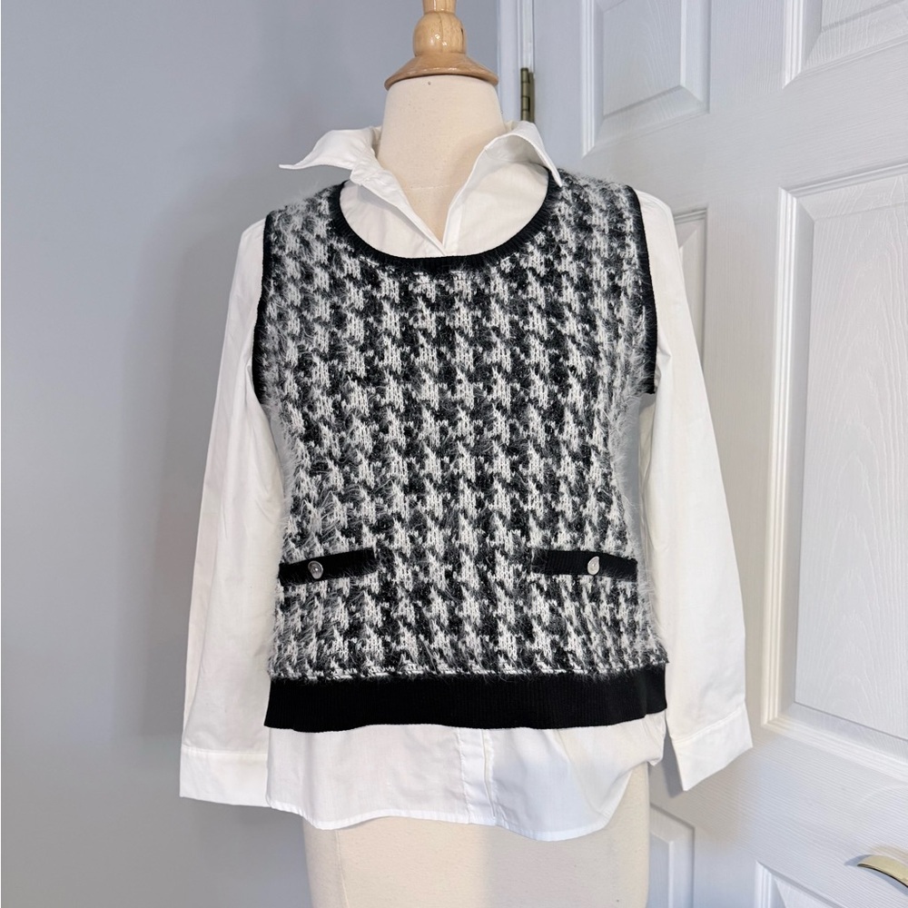 Alfred Dunner Houndstooth Sweater Vest